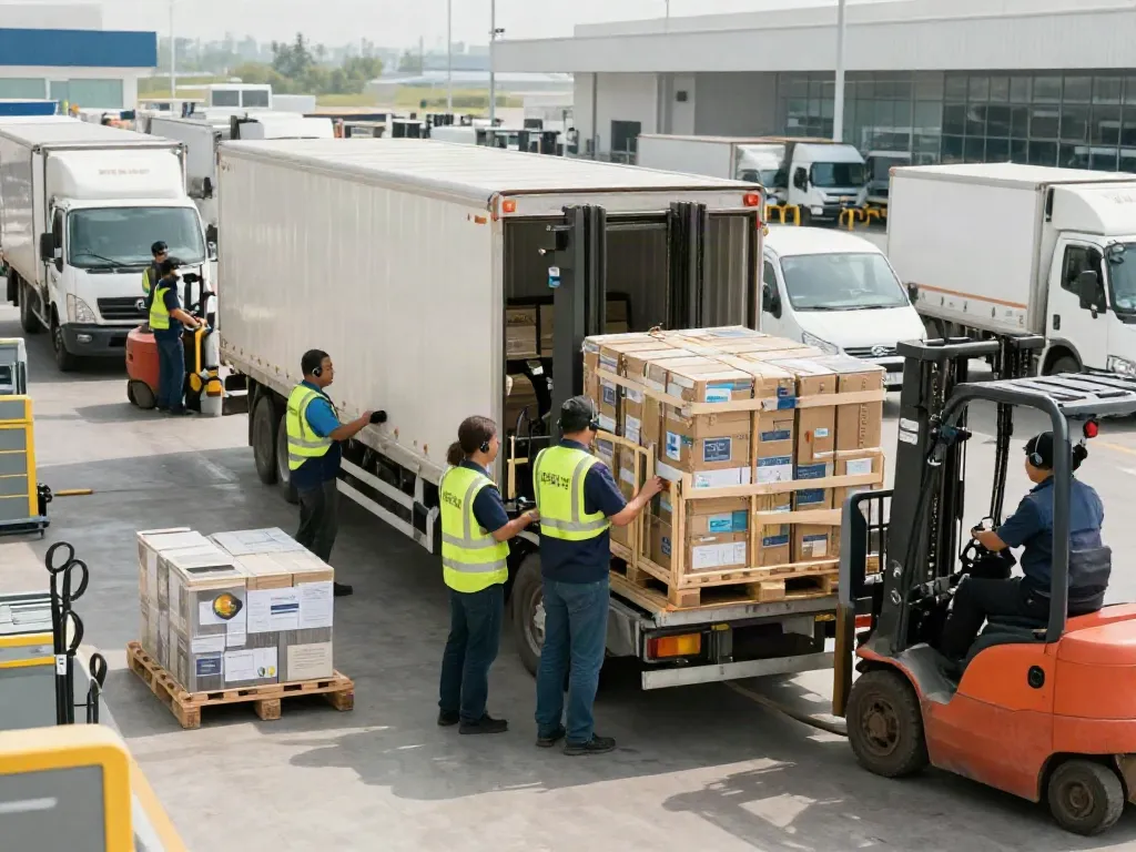 Transportunternehmen in Stuttgart koordinieren logistische Abläufe mit professionellem Team in modernes Ladeumfeld.